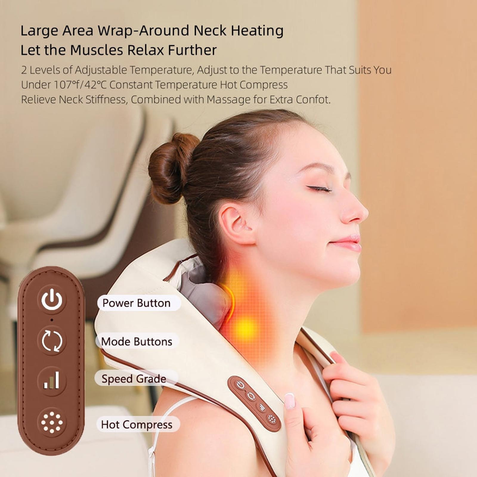 Massage Tools Neck Massager With Heat Shiatsu Shoulder Acupressure Deep Kneading Experience Like Human for Relaxation