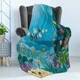 thumbnail image 4 of Fish Soft Flannel Fleece Throw Blanket, Underwater Landscape with Tropical Fish and Algae Polyps Descriptive Nautical Image, Cozy Plush for Indoor and Outdoor Use, 60" x 80", Multicolor, by Ambesonne, 4 of 5