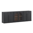 thumbnail image 7 of BELLEZE Modular 3-Piece Set Storage Cabinet, 2 Arched Wood Accent Cabinet and Display Glass Door Storage with Adjustable Shelf, Freely Configurable Sideboard for Living Room Kitchen, Ebony, 7 of 7
