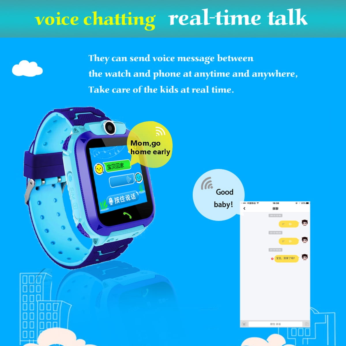 New Kids Smart Watches with GPS Phone Call for Boys Girls Digital Wrist Sport Smart Watch Touch