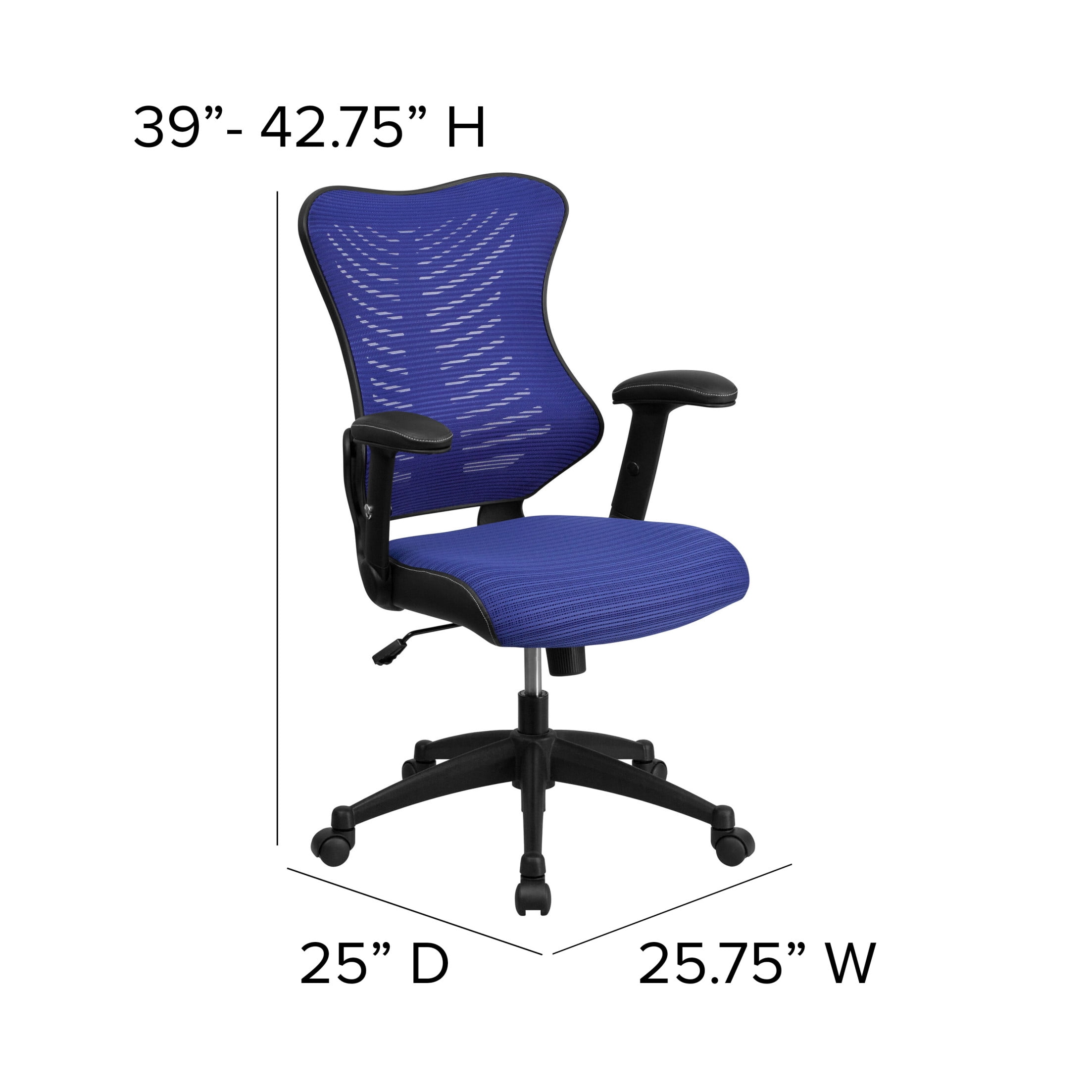Emma + Oliver High Back Designer Blue Mesh Executive Ergonomic Office Chair with Arms