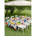 thumbnail image 4 of Outdoor Tablecloth with Umbrella Hole for Patio/Picnic/Party/Camping, Colorful Polka Dot Waterproof Table Cloth Rectangle Table Cover Washable, Cartoon Watercolor Geometric on Linen (60"x 120"), 4 of 8