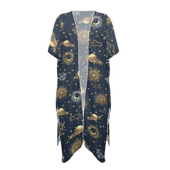 HELLHERO Too Fast Planet Pattern Bathing Suit Cover Up High Quality Fabrics Lightweight Free Size Long Kimono Swimsuit Cover Up for Women