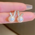 thumbnail image 6 of Delicate Floral Rabbits Ears Studs With Imitation Pearls Trendy Easter Jewelry For Women Fashionable Holiday, 6 of 8