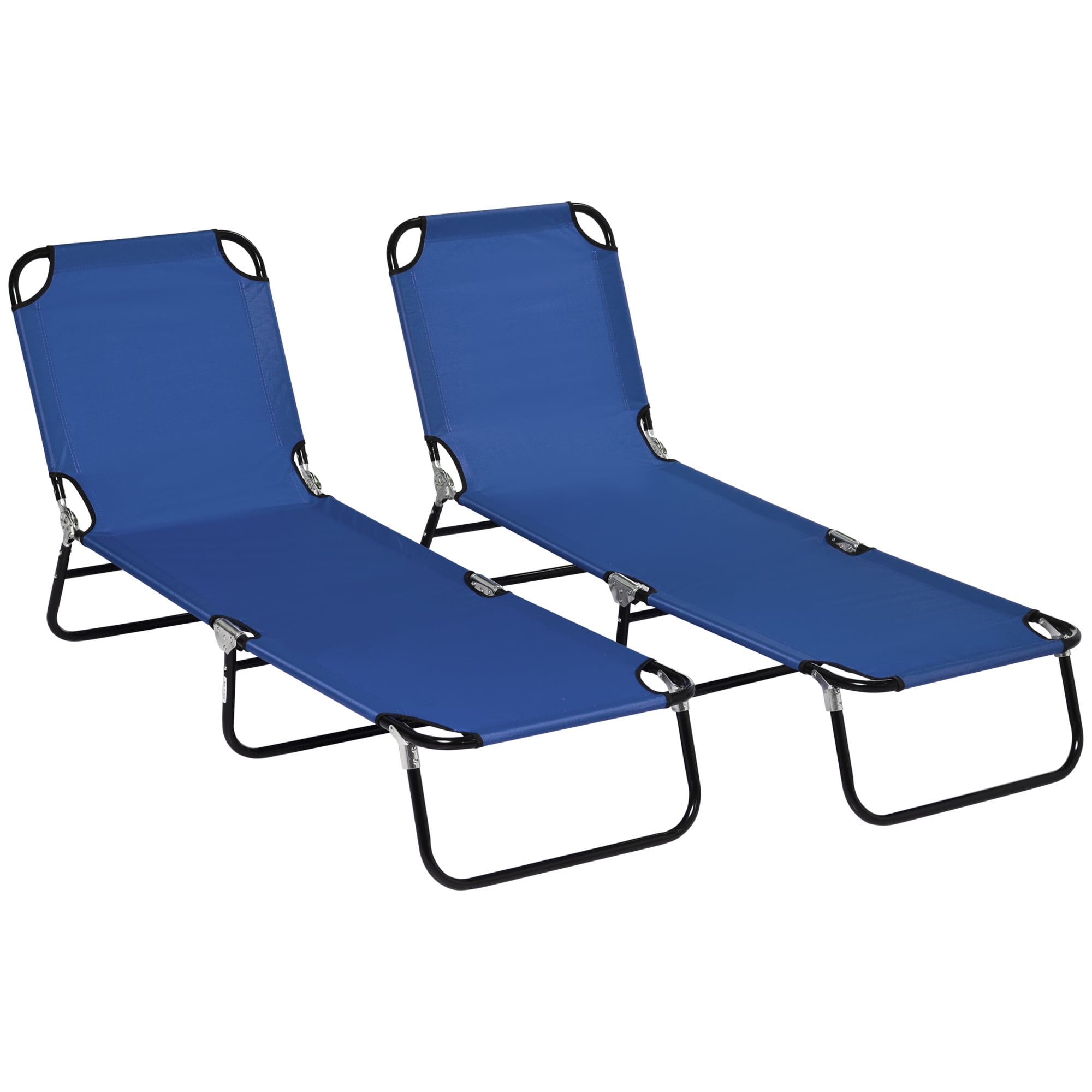 2 Piece Folding Chaise Lounge Pool Chairs, Outdoor Sun Tanning Chairs with 5-Level Reclining Back