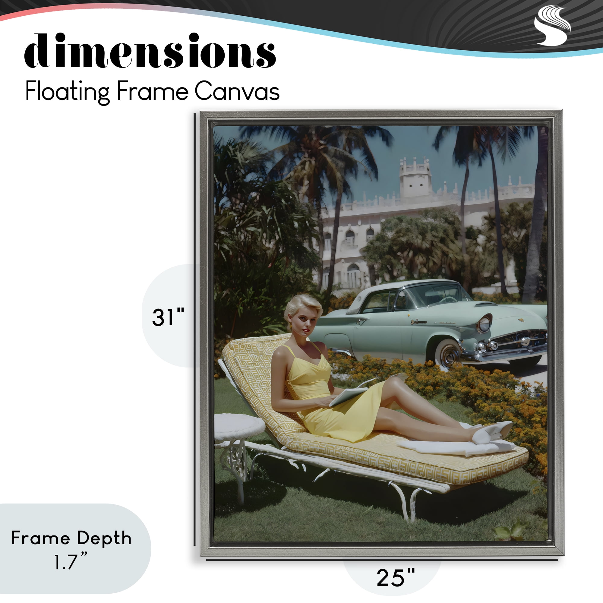 Stupell Industries Vintage Sunbathing Woman Gray Framed Floater Canvas Wall Art, design by Franklyn Gregory