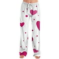 thumbnail image 2 of Women's Drawstring Valentine's Day Printed Casual Pants, Elastic Waist Lounge Pants for Women, Holiday Themed Sleepwear Pajama Pants, Comfortable Fit,Vermilion,2XL, 2 of 7