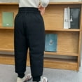 thumbnail image 4 of Cowsor Big Kids Solid Fleece Lined Black Velvet Pants Warm Winter Casual Sports Comfort Long Trousers Daily Wear Bottoms For 5-14 Years Old, 4 of 7