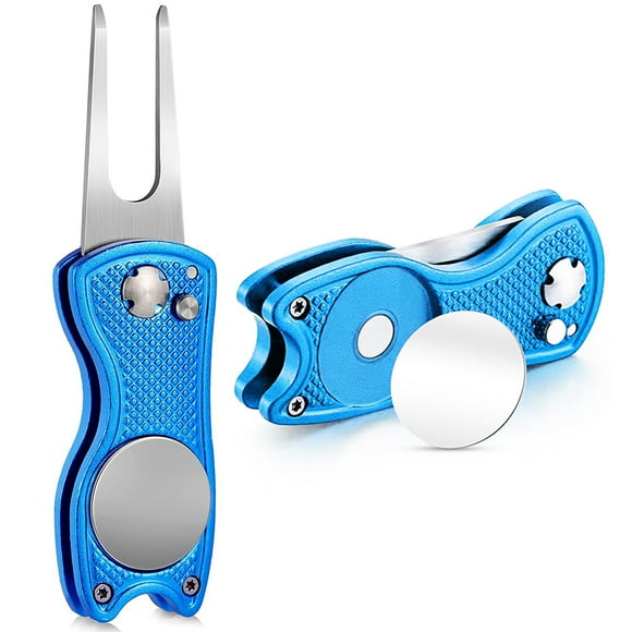 Finger Ten Golf Divot Repair Tool Switchblade Value 2 Pack, Metal and Foldable Design