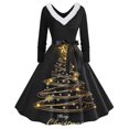 thumbnail image 1 of TIMIFIS Robes de Noël pour Femmes, Robes Maxi pour Femmes Robe Vintage de Vacances Manches Longues Col en V en Fourrure Robe Dos Nu, 1 of 3