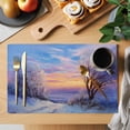 thumbnail image 2 of Winter Landscapes Placemats Set of 6 Christmas Nature Snow Forest Sunset Place Mats Indoor Wipeable Table Mats Washable Cloth Dining Table Placemats for Kitchen Holiday Party Home Decor 13x19 Inch, 2 of 9