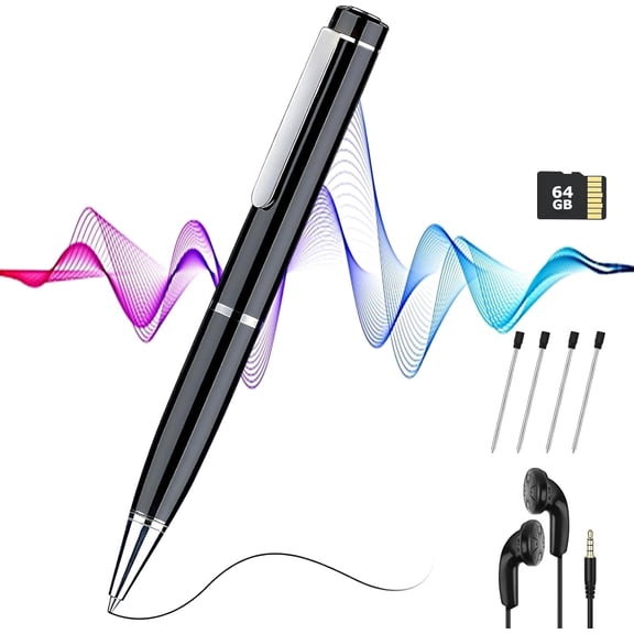 64GB Digital Voice Recorder, Audio Recorder Pen with 25H Battery Life, Playback & Voice Activation Recording Device, Voice Activated Recorder with AI Noise Reduction for Lectures/Meetings/Interviews