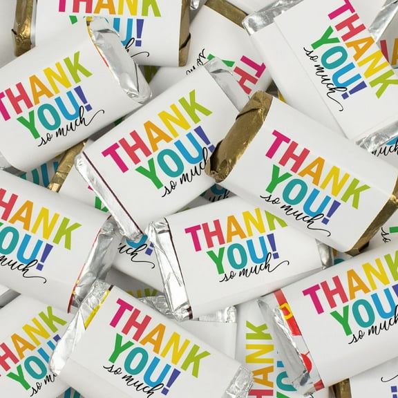 34 Pcs Thank You Candy Favors Wrapped Hershey's Miniatures Chocolate - Colorful Thank You
