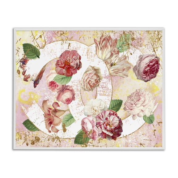 Stupell Industries Shabby Chic Glam Fashion Pink Floral Blooms Abstract Pattern White Framed Giclee Art, 14 x 11, by Ziwei Li