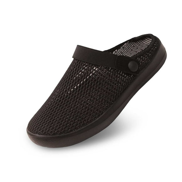 LILELIS Clog Couples' Spring and Summer Fashion Color Matching Mesh Breathable Non Slip Wet Slippers Unisex Black 42