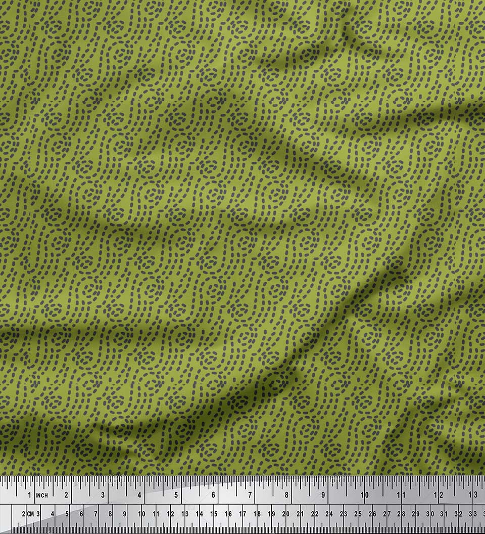 Soimoi Green Moss Georgette Fabric Brush Stroke Abstract Print Sewing Fabric Yard 42 Inch Wide