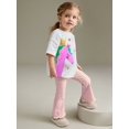 thumbnail image 5 of Bellafa Kids Toddler Girls Clothes 2-7 Years Outfits Unicorn Graphic Top + Pink Stripes Flare Leg Pants 2PC Summer Clothing Set, 5 of 10
