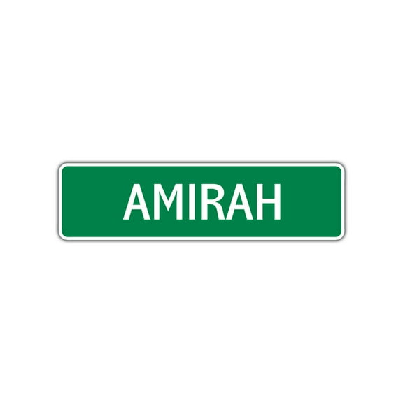 Amirah Girls Children Name Letter Printed Plaque Decoration Indoor Outdoor Unique Label Wall Novelty Aluminum Metal Sign 4"x13.5"