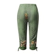 thumbnail image 4 of QUYUON Women Elastic Waist Capris Pants Womens Capris and Cropped Pants Drawstring Floral Printed High Waisted Yoga Capris Leggings Skinny Beach Cropped Pants Sweatpants Style P-477 Army Green_33 S, 4 of 5