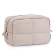 thumbnail image 1 of Bolsa de maquillaje Narwey Puffy acolchada para mujer de viaje, color caqui, 1 of 6