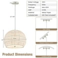 thumbnail image 3 of Costway 17.5" Round Paper Pendant Ceiling Light Fixture with Adjustable Hanging Rope, 3 of 10