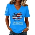 thumbnail image 2 of V Neck Shirts 4th of July for Women American Flag Graphic Tee Casual Color Block Short Sleeve Summer Tops, 2 of 4