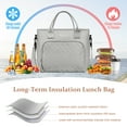 thumbnail image 2 of GPED Insulated Lunch Bag for Women, Extra Large Lunch Box w/ Removable Shoulder Strap, Leak Proof Lunch Tote Bag with Side Pockets, Reusable Lunch Bag for Work, Hiking, Picnic, Camping, Beach(Gray), 2 of 7