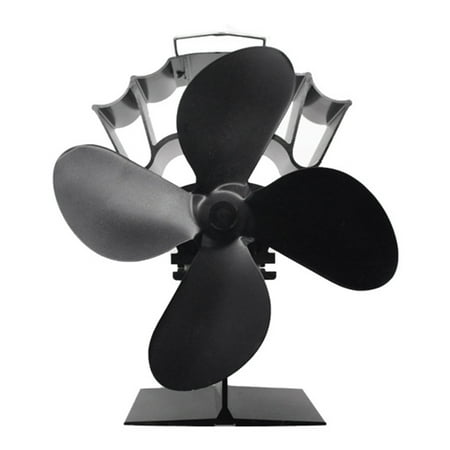 

4 Heat Powered Fan Non-Electric Fireplace Fan Quiet Operation Circulating Warm Air for Wood Burning /PelletLog Black