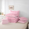 thumbnail image 6 of meiyoeat Pink Bowknot 7-Piece Twin Bedding For Girls,Cute Loves Pattern Bedding Comforter Set For Women,Pink Reversible, 6 of 7