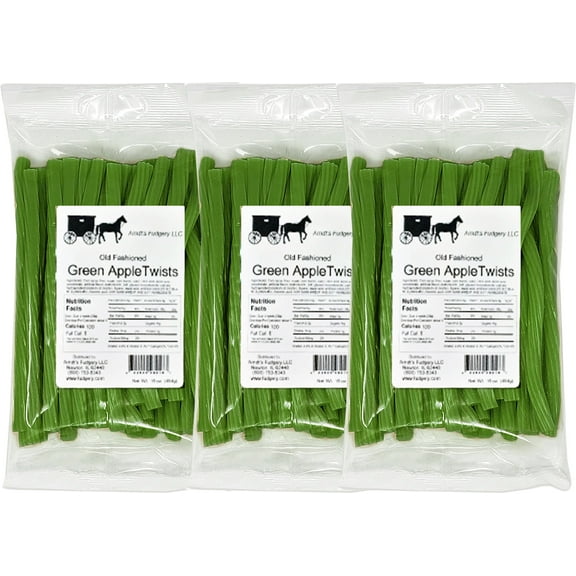 Amish Licorice Twists - Three 16 Oz Pkgs - Green Apple