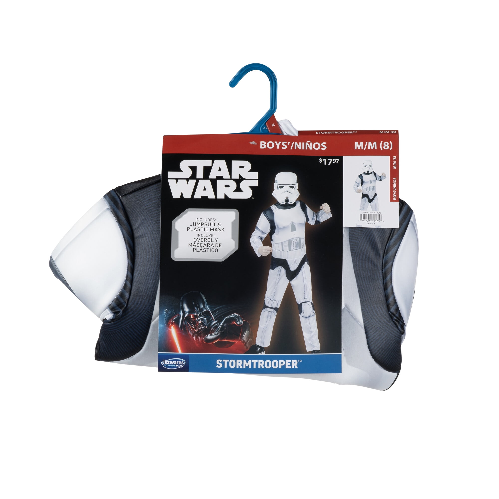 STAR WARS Stormtrooper Official Boys Youth Halloween Costume Medium - Padded Jumpsuit with Plastic Mask and Reflective Torso