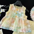 thumbnail image 7 of REDARER Tie Dye Floral Embroidered Ruffled Summer Casual Sleeveless Top and Shorts Outfit Set (Toddler Girls) 2-Piece,3-4 Years, 7 of 7