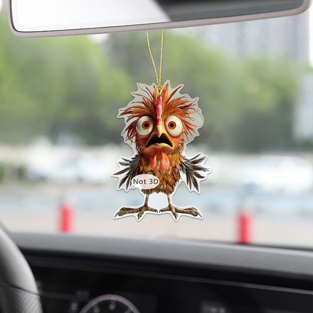 Uklsqma Crazy Pendant 2D Flat Car Rearview Mirror Decoration Pendant | Versatile Backpack Accessory | Durable Material | Easy Hanging | Unique Fun Gift for Car Interior and Personal Style