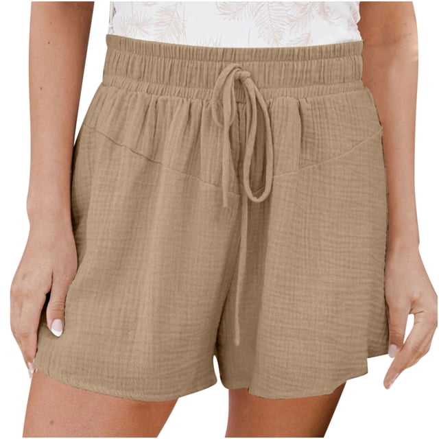 hotojiny Plus Size Spring Clothes for Women Loose Drawstring Elastic Waist Flowy Shorts 2025 Summer Beach Vaction Outfit