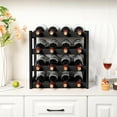 thumbnail image 3 of Wine Rack, 4-Tier Bamboo Wine Racks Countertop,Sturdy and Durable Wine Storage Cabinet Shelf,16 Bottles Wine Holder for Kitchen Pantry, Black, 3 of 14