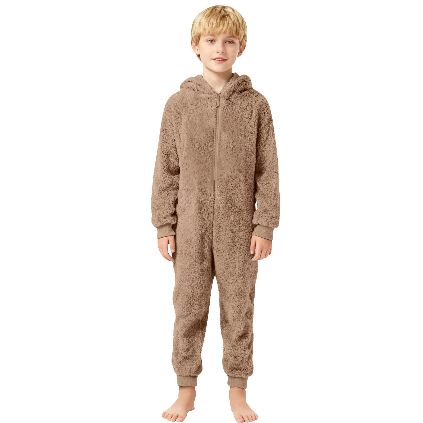 WOYY Onesies for Boys Girls Hooded Jumpsuit Winter Warm Romper One-Piece, Sizes 5-6