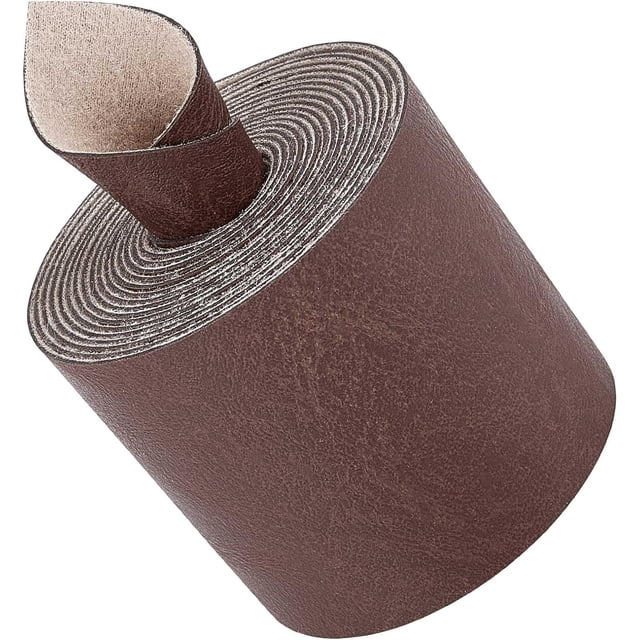 Tira de cuero de búfalo granulado marrón oscuro de 79" x 2", correa plana de cuero sintético PU de 1,2 mm de grosor, cordón de cuero mate, suministros de cuero de una sola cara