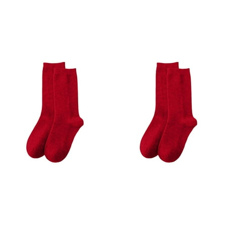 Wijhcboe 2 Pack Women Family Christmas Stocking Casual Home Socks Warm Sheer Lace Lingerie Wool Socks Solid Color Large Christmas Stockings Mid Calf Socks Garter Belt Nylons Thigh High Stockings for