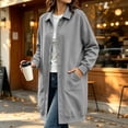 thumbnail image 5 of WIZUTIZ Women's Solid Color Button Down Lapel Collar Coat Mid-Length Long Sleeve Pockets Loose Fit Casual Winter Warm Outerwear, 5 of 7
