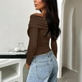 thumbnail image 3 of Jalioing Bottom Shirt for Women off Shoulder Crop Undershirt Long Sleeve Stretch Slim Ladies Top, 3 of 5