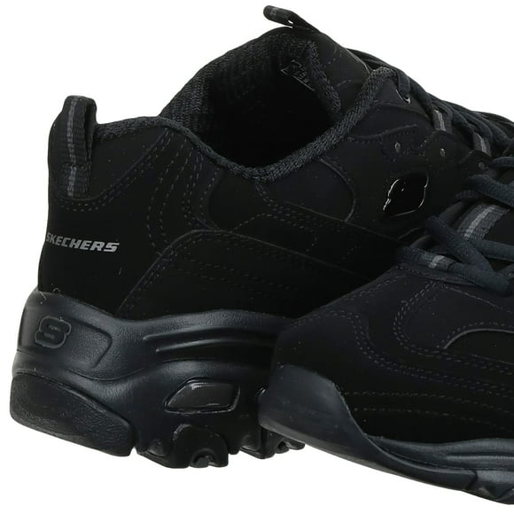 Skechers Sport Women's D'Lites Memory Foam Lace-up Sneaker,Black/Pink,6 XW US