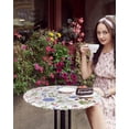 thumbnail image 4 of Round Table Cover 45-54 Inch, Waterproof Reusable Table Cloth Round Fitted Vinyl Tablecloth with Elastic Edged for Parties Outdoors, Spring Vintage Herbal Floral Texture, 4 of 4