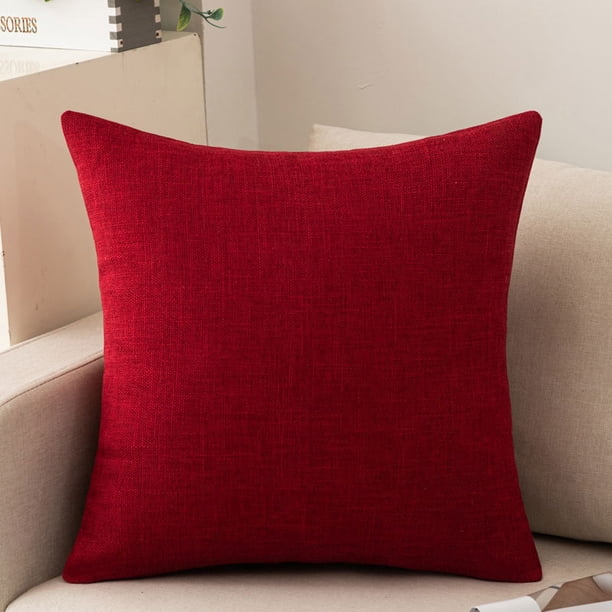 Xiao Hua 3 fundas de almohada de algodón y lino de color liso. Clásicas y atemporales, fundas de almohada sencillas de color puro que quedan genial en cualquier cama. 40 x 60 cm (rojo vino).