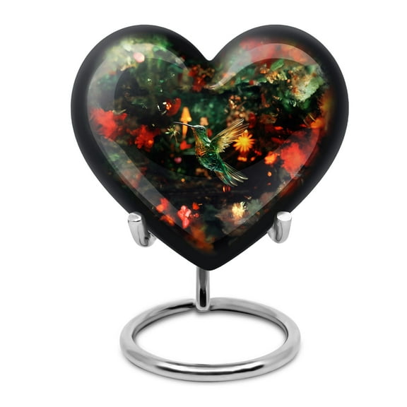 Hummingbird Heart Cremation Keepsake, Small Token Urns for Ashes, Urns for Human Ashes Adult, Decorative Memorial Urns 3 Inch, 1 Pc