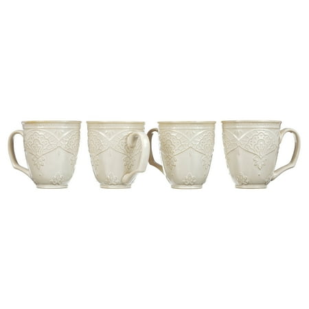 

The Pioneer Woman Farmhouse Lace 4-Piece 17-Ounce Mug Set Off White