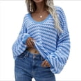 thumbnail image 1 of Suéter Holgado de Cuello Redondo, Larga, Hombros Descubiertos, Tejido Liso, para Mujer, para Otoño. Azul XL, 1 of 7