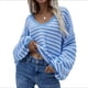 thumbnail image 1 of Suéter Holgado de Cuello Redondo, Larga, Hombros Descubiertos, Tejido Liso, para Mujer, para Otoño. Azul M, 1 of 7
