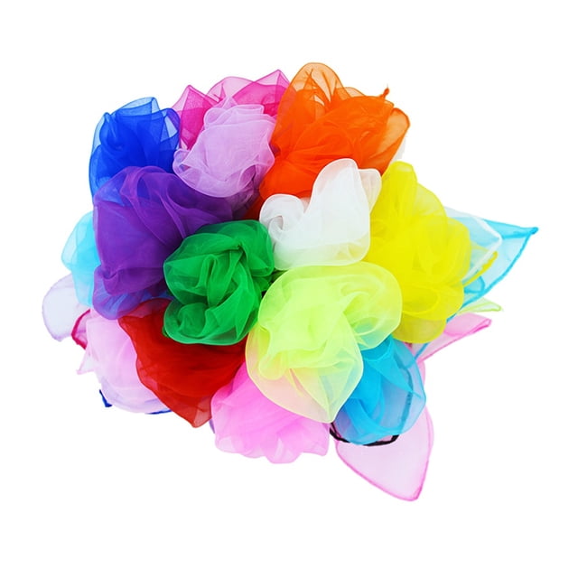 12pcs 60 x 60cm Square Juggling Silk Dance Scarves Movement Scarves Tricks Kids Performance Props Accessories (Random Color)