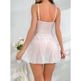 thumbnail image 3 of SHOWMALL Women's Lingerie Lace Babydoll Nightdress, Adjustable Strap Cutout Chemise Sleepwear, Sexy V Neck Sheer Mesh Nightgown, White S, 3 of 6
