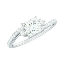 Rosec Jewels Lab Grown Diamond Princess Cut Engagement Ring - 5 mm - 1 ct - EF-VS Quality, 10K White Gold, US 4.50